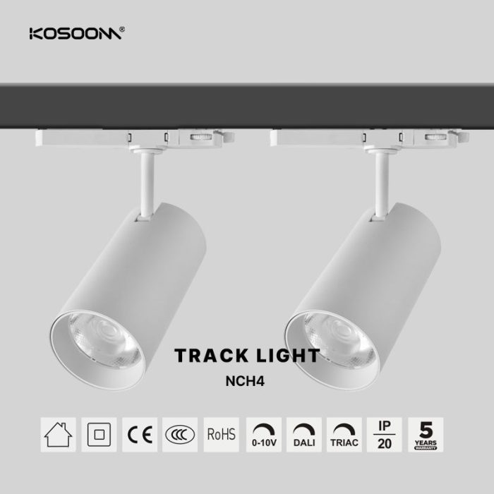 Personnalisé 15-40W CRI 80 Dimmable LED Track Lights with Adjustable Beam Angle 2700-5000K Color Temperature NCH4 - Kosoom-Spots sur rail