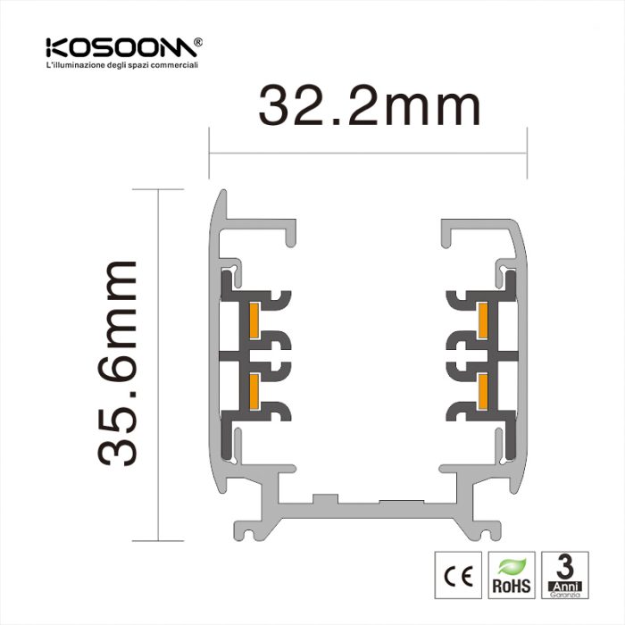 Section carrée de type C à 4 fils 1m Blanc TRA001-AB01B Kosoom-Profilé extrudé