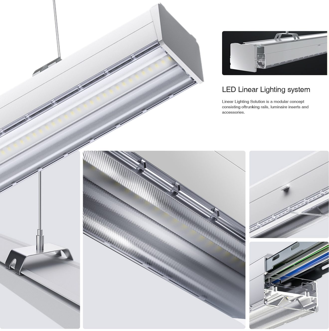 Luminaire Linéaire LED Suspension 50W 4000K Blanc MLL002-A L0110B KOSOOM-Luminaire linéaire 50W