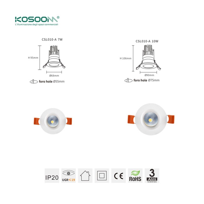 Spot 7W CSL010-A C1001 3000K Kosoom-Spots
