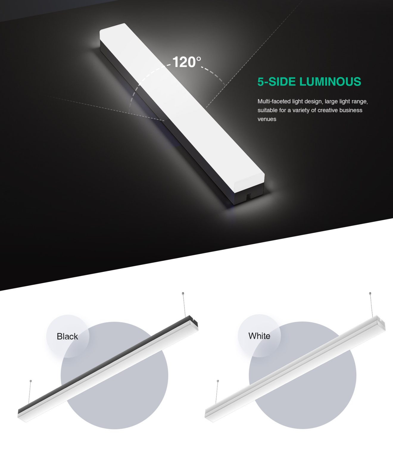 Haute Qualité Luminaire linéaire De Plafond à LED MLL003-A L0307N Haute Luminosité Multifonctionnelle Noir 50W 3000k 4800LM KOSOOM-Luminaire Linéaire