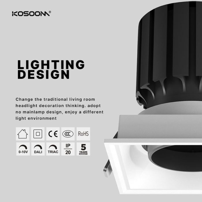 Compact 10W Lentille LED Lumière - Bridgelux C6 - Design carré - SLF06010S - Kosoom-Downlights-Custom Products