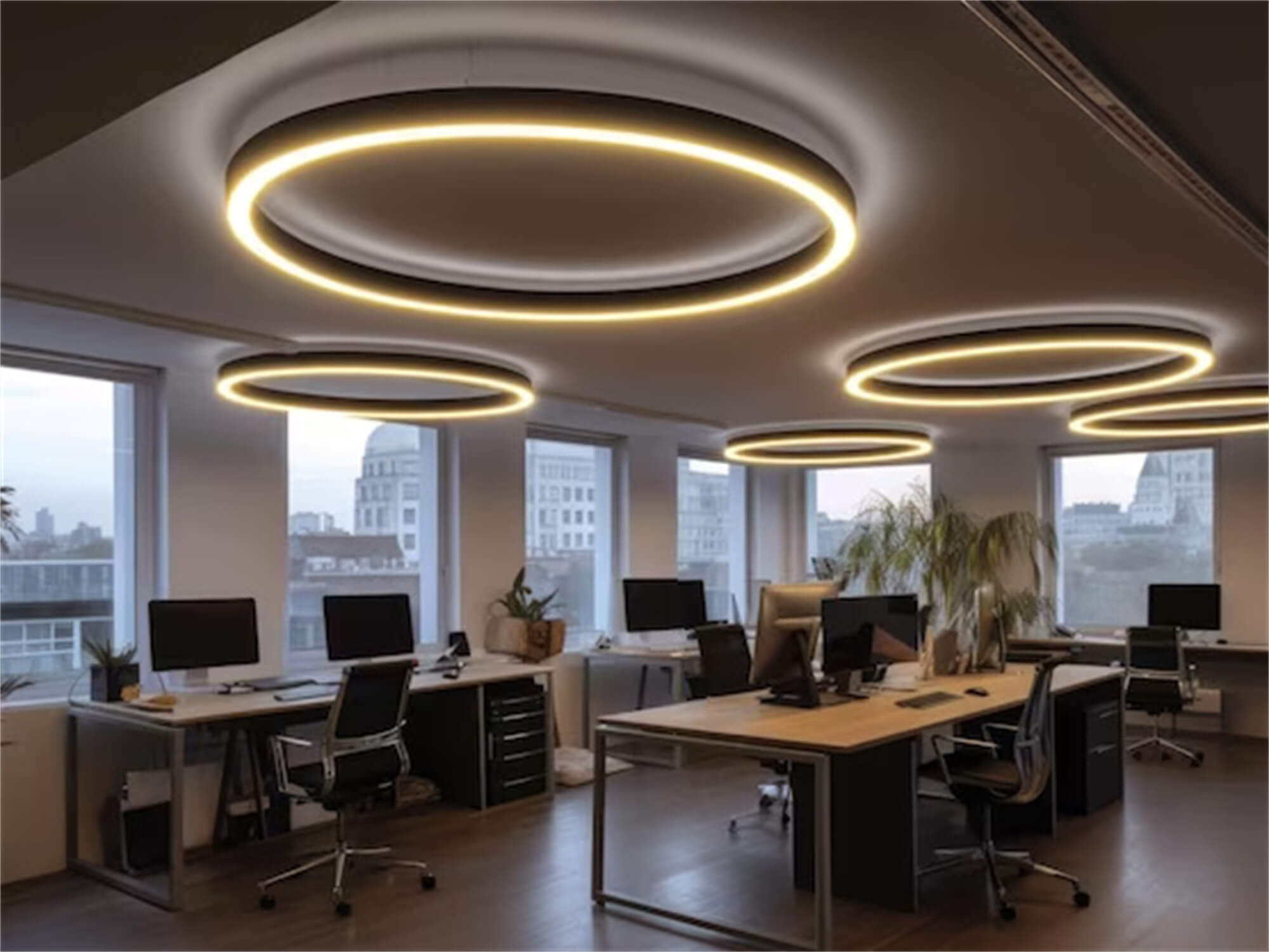 Lieu de travail avec lampe LED à côté du bureau. Comment installer un panneau lumineux ?-Guide-INSTALLER